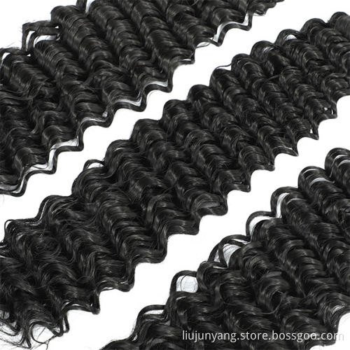 10A Human Hair Bundles Deep Wave Brazilian Virgin Deep Curly Hair Extensions Natural Black